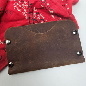 Handmade Minimalist Leather Card Wallet Brown Slim Slot‎